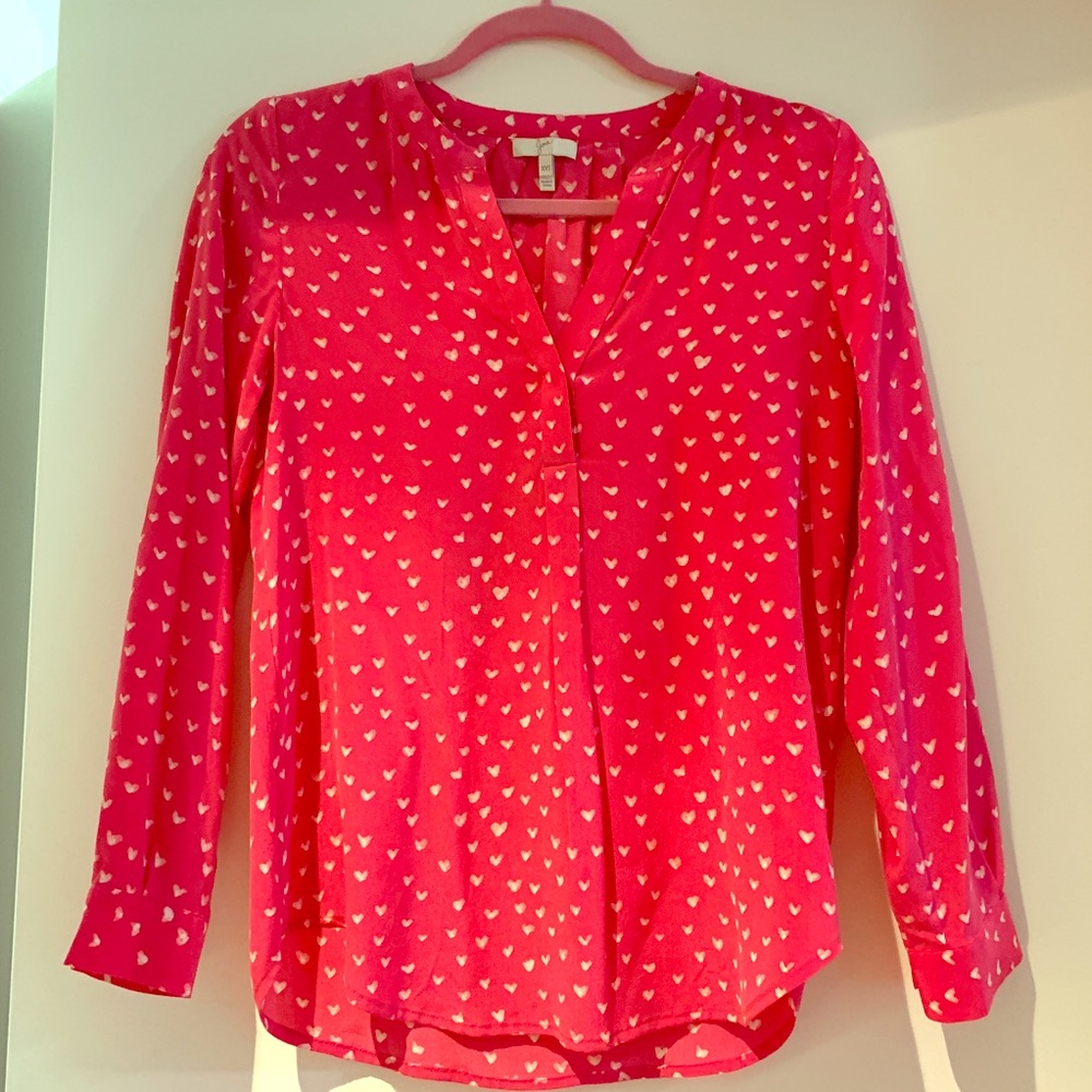 Joie magenta blouse w/ white hearts